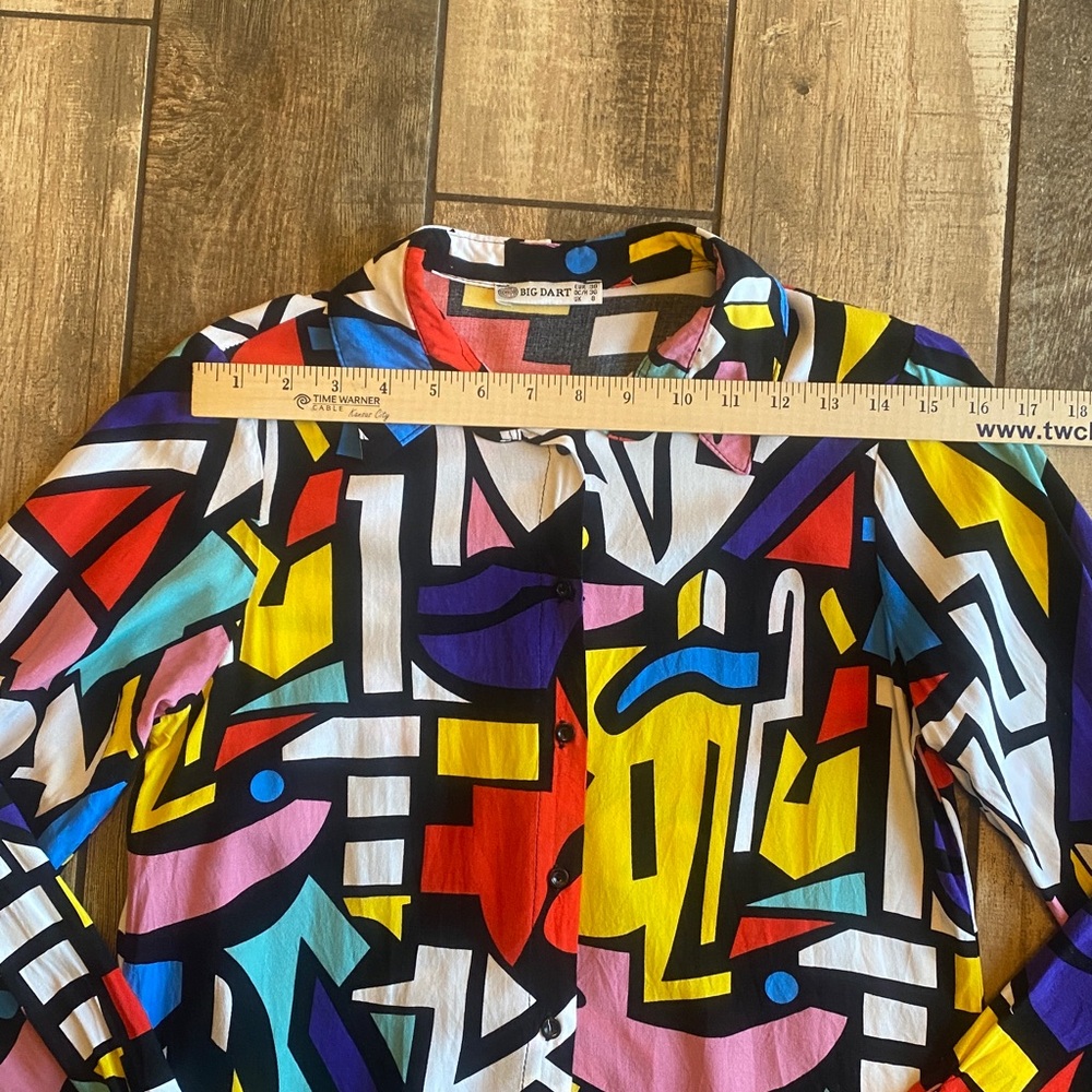 Big Dart Button Down Multicolor Geometric Shirt - image 8